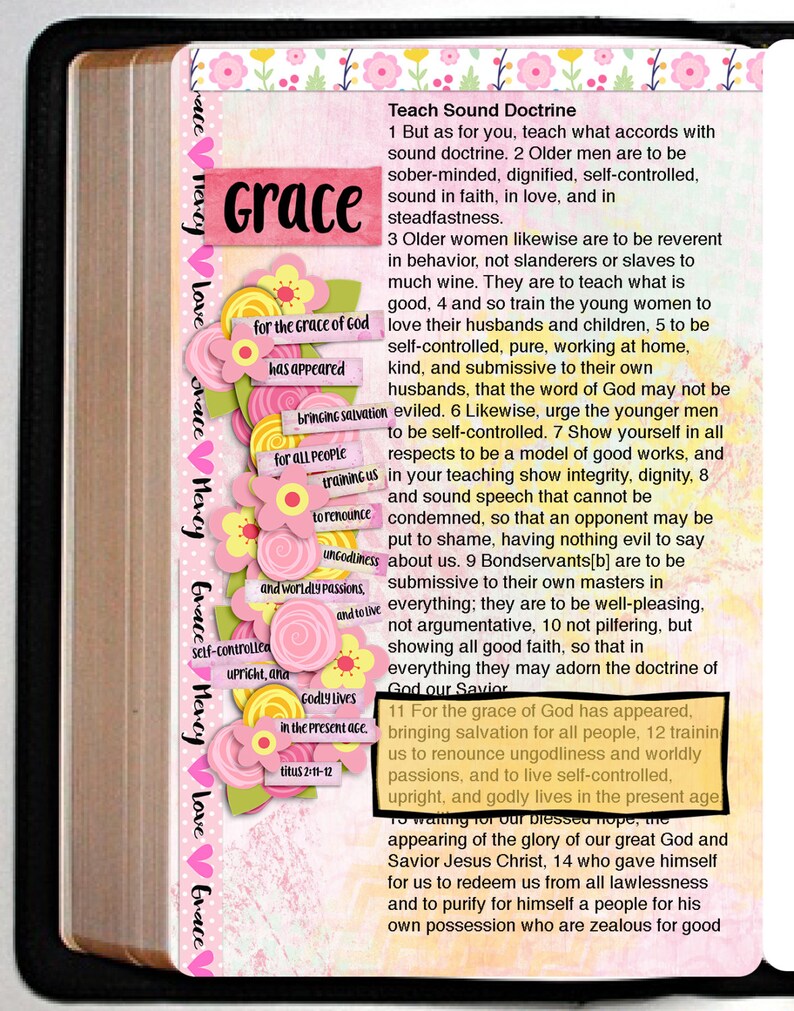 Printable and Digital Bible Journal Kit Set 1 Grace Both Printable & Digital Kits. Print Sticker Paper or PNG Drag n Drop PSE image 2