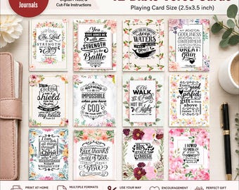 Watercolor Floral Bible Verse Cards for Journaling (PDF & PNG)