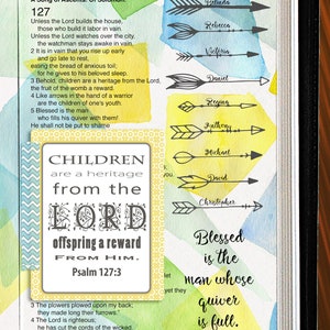 Blessed Bible Journaling Tip Ins, 3x4 Journal Cards, Project Life, Digital Scrapbooking, Yellow, Gray Printable image 2