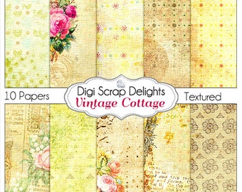 Papel digital Vintage Rose: Scrapbooking Shabby Chic (Descarga digital)