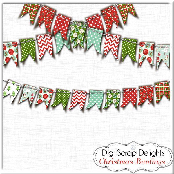 Christmas Bunting Banners Clip Art Red Stockings on a - Etsy