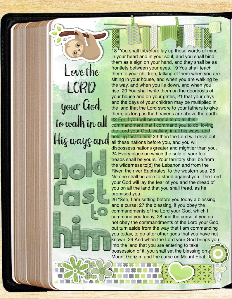 Sloth Bible Journaling Kit Printables and Digital Kits: Art Clip Art Images image 3