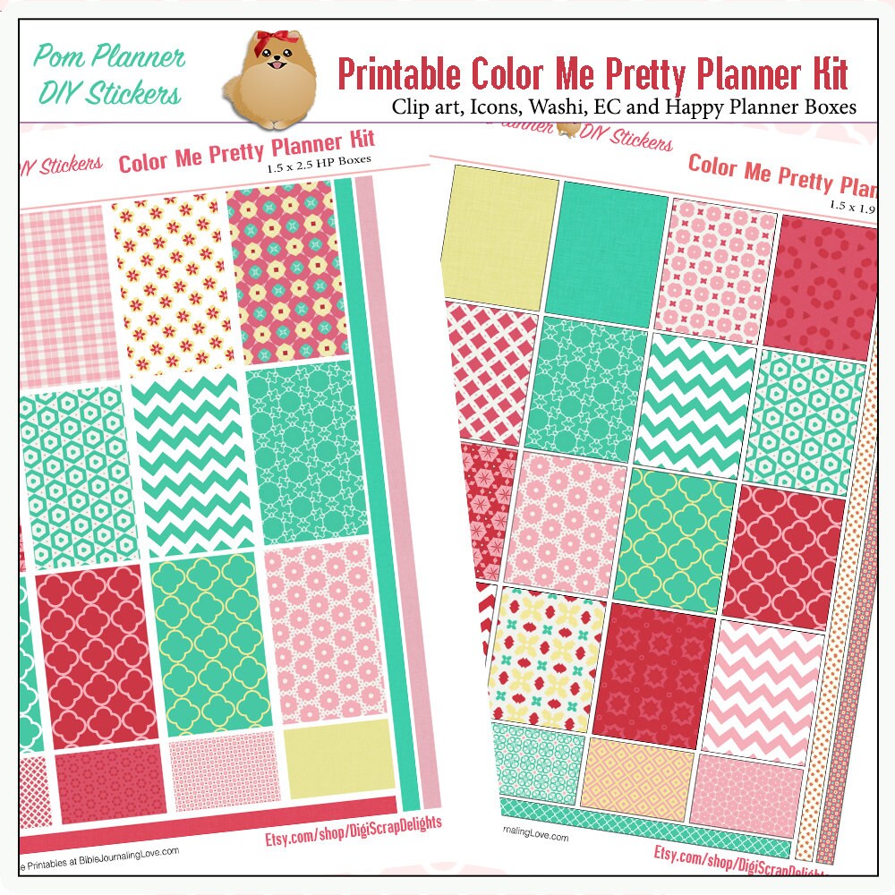 Planner Kit Color Me Pretty Printable Stickers Kit Spring - Etsy
