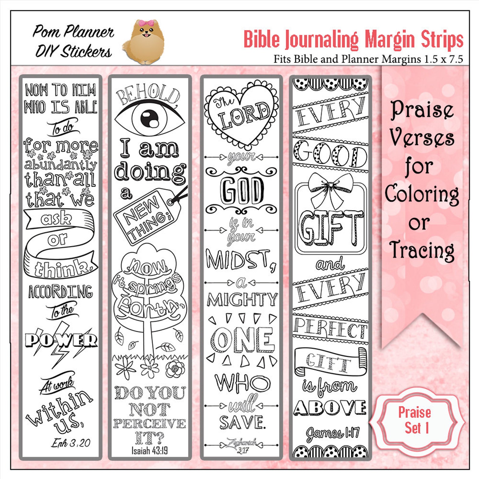 Save 50% Bible Journaling Margin Strips 24 Printable Coloring - Etsy