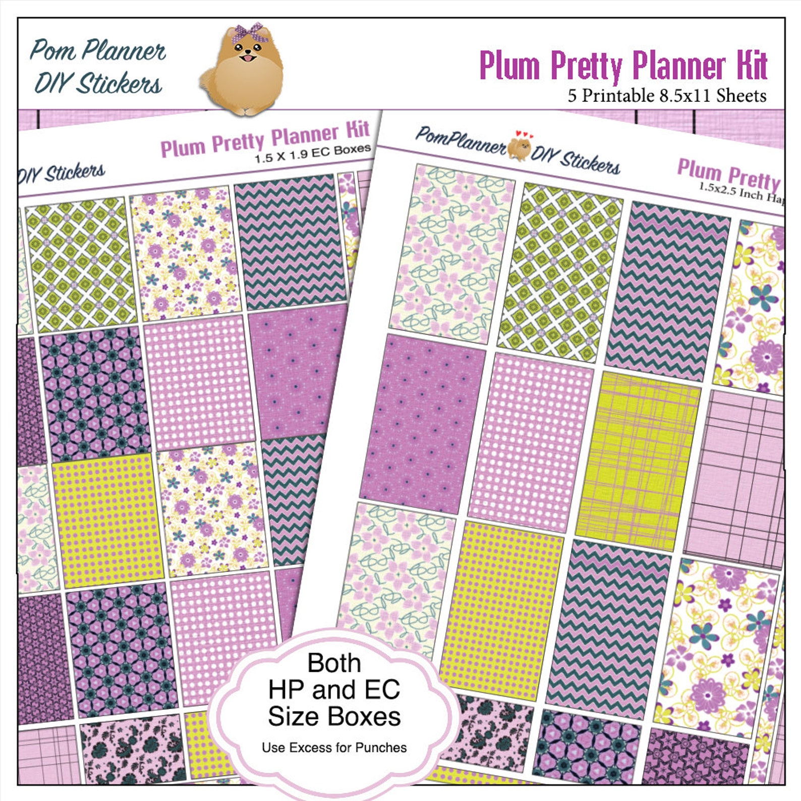 Planner Kit Plum Pretty Printable Stickers / 5 Pdf Clip Art - Etsy