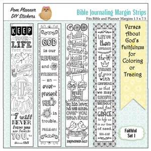 Printable Coloring Bible Journaling Margin Strips Faith Verses for Wide ...