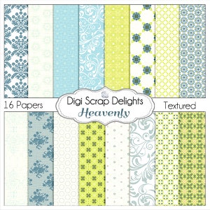 SALE 1.75 Heavenly Digital Scrapbook  Papers, Shabby Chic, Antique French, Instant Download