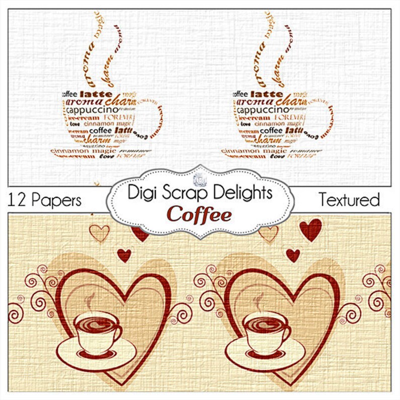 SALE 1.75 Coffee Scrapbook Papers Coffee Clip Art for Digital Etsy