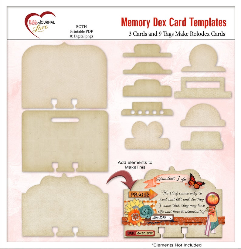 Memory Dex Card Templates for Bible Journaling or Scrapbooking Rolodex Projects, BOTH Printable & Digital image 1