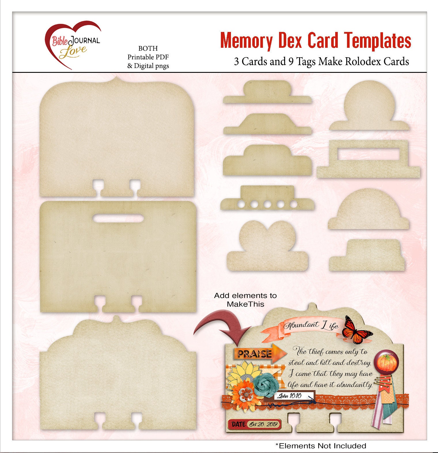 Memory Dex Card Templates for Bible Journaling or Scrapbooking Rolodex  Projects, BOTH Printable & Digital Within In Memory Cards Templates