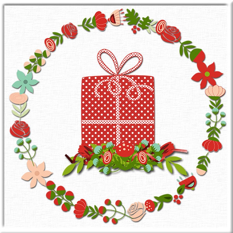 Christmas Clip Art Laurel Wreaths Nativity Banner Ribbons Etsy