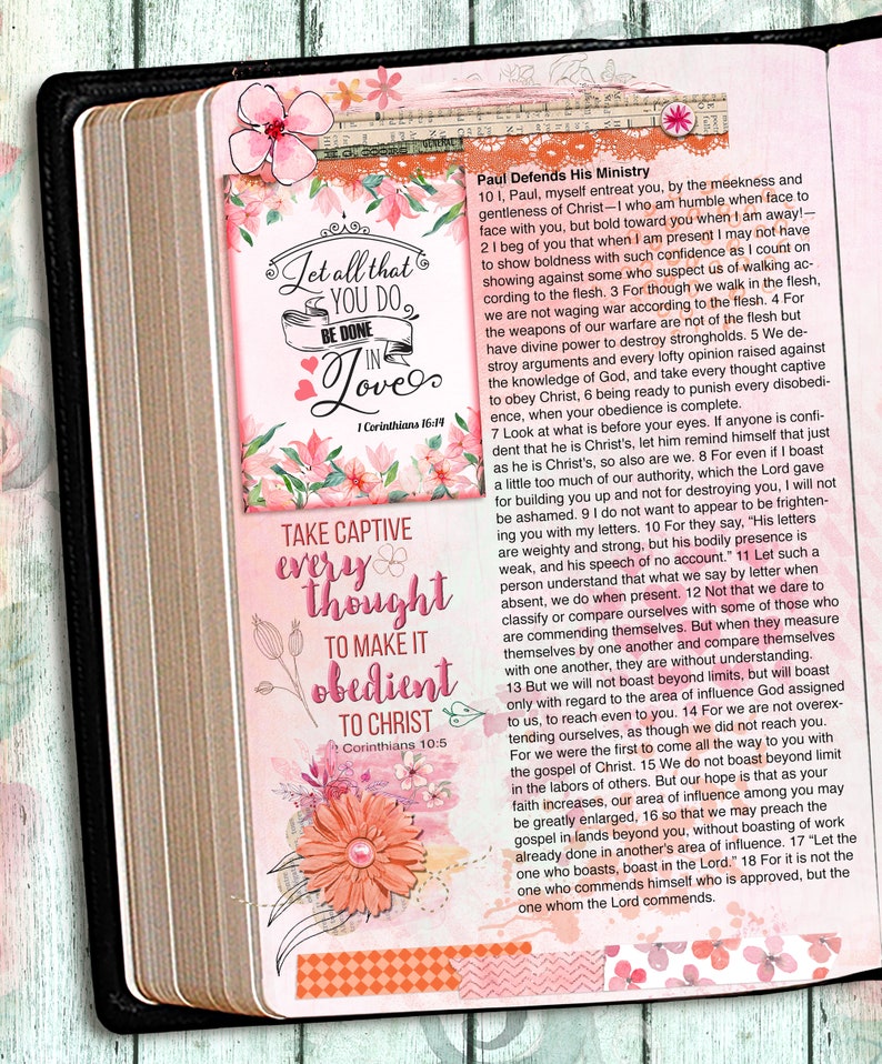 12 Bible Verse Watercolor Floral Cards for Bible Journaling, Tip-Ins, Junk Journals, Gifts, Includes: PDFs and Digital PNGs and Cut Files image 2