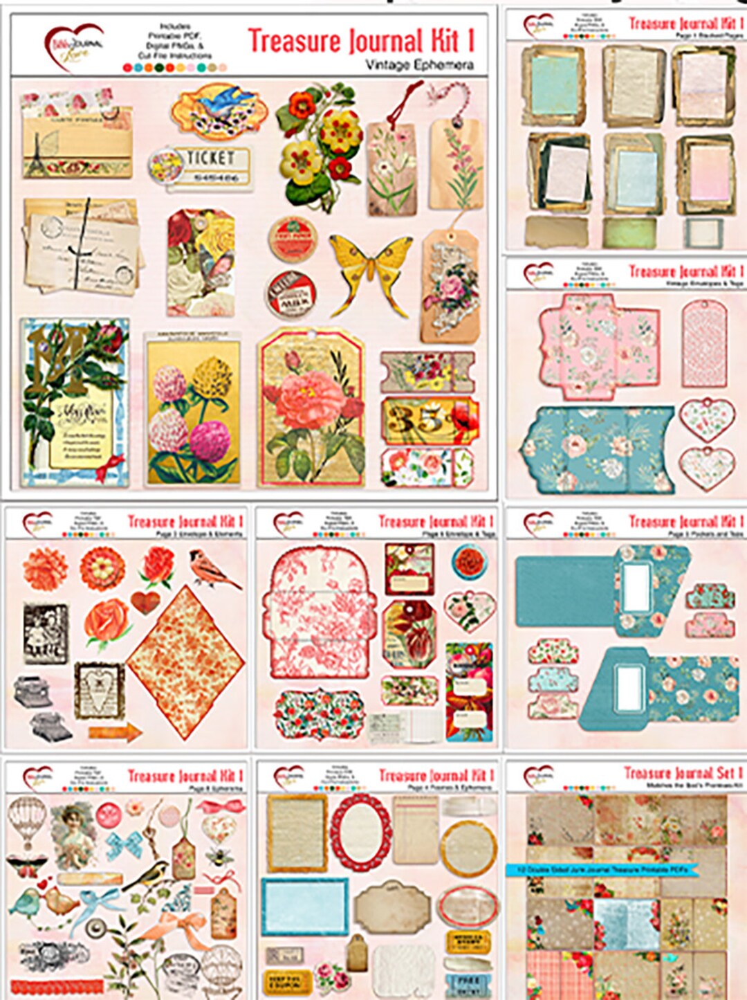 Printable Junk Journal Kit Created to Make a Treasure Journal to Go ...