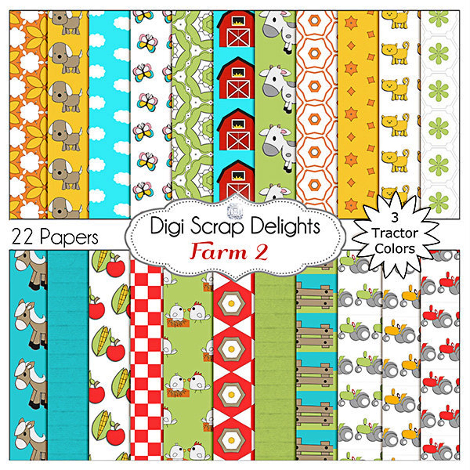 Digital Scrapbooking: Farm Digital Scrapbook Paper With Farm - Etsy