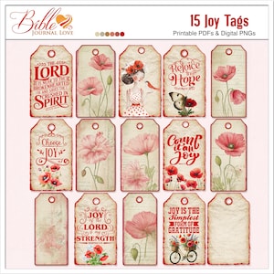 Red Poppy Bible Journaling Tags: Christian Scripture Ephemera (Printable  PNGs/PDFs)