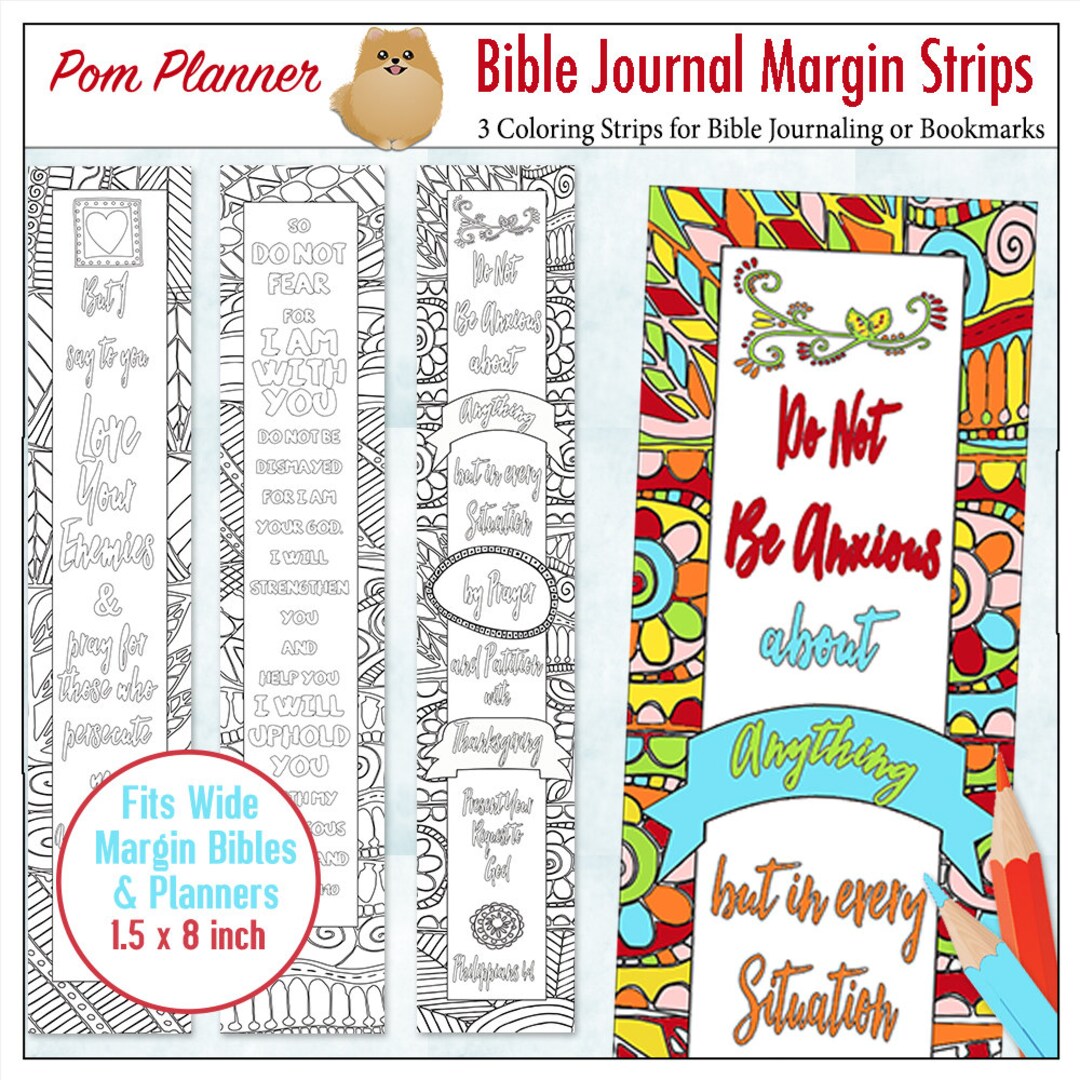 Printable Coloring Bible Journaling Margin Strips Zentangle for Wide ...