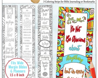 Printable Zentangle Bible Journaling Strips: Coloring Bookmarks (PDF)
