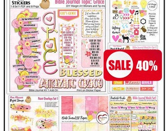 Grace Bible Journal Kit: Stickers, Clip Art (Printable & Digital)