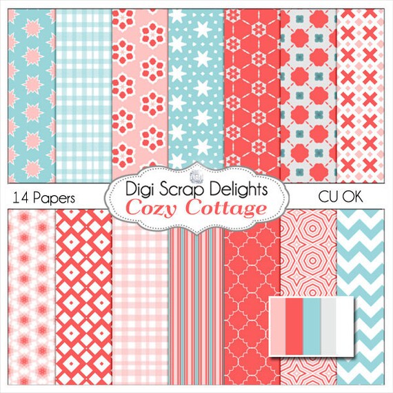 Cozy Cottage Scrapbook Paper for Digital Scrapbooking Card Etsy