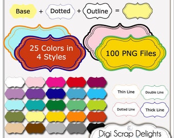 Layered Labels Clip Art - Mix and Match Commercial Use Clip Art Frames Set 1