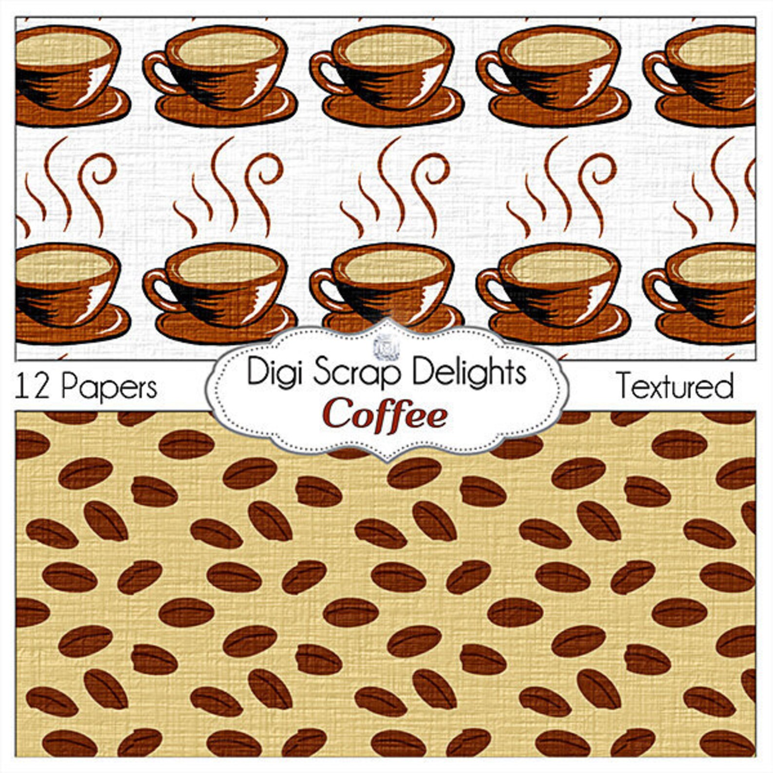 Coffee Digital Scrapbook Kit coffee Clip Art for Scrapbooking, Web ...
