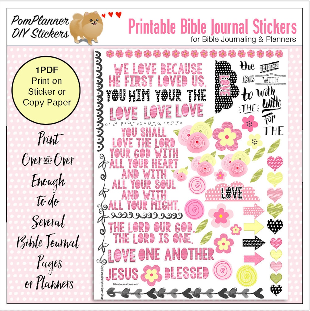 Printable Bible Journal Page Kit Set 1 Print Sticker Paper or Copy ...
