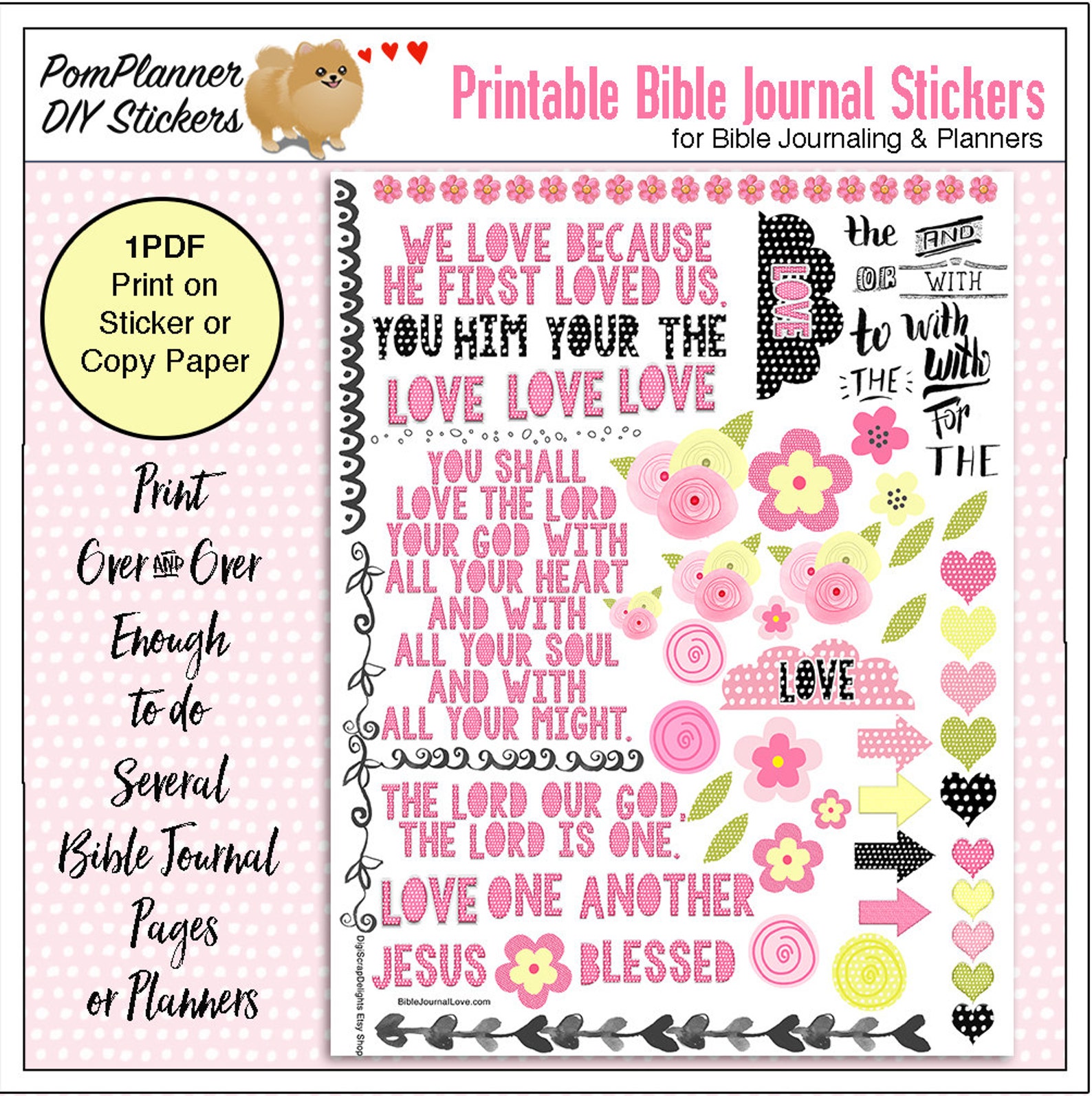 Printable Bible Journal Page Kit Set 1 Print Sticker Paper or - Etsy
