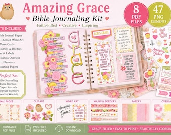 Grace Bible Journal Kit: Stickers, Clip Art (Printable & Digital)