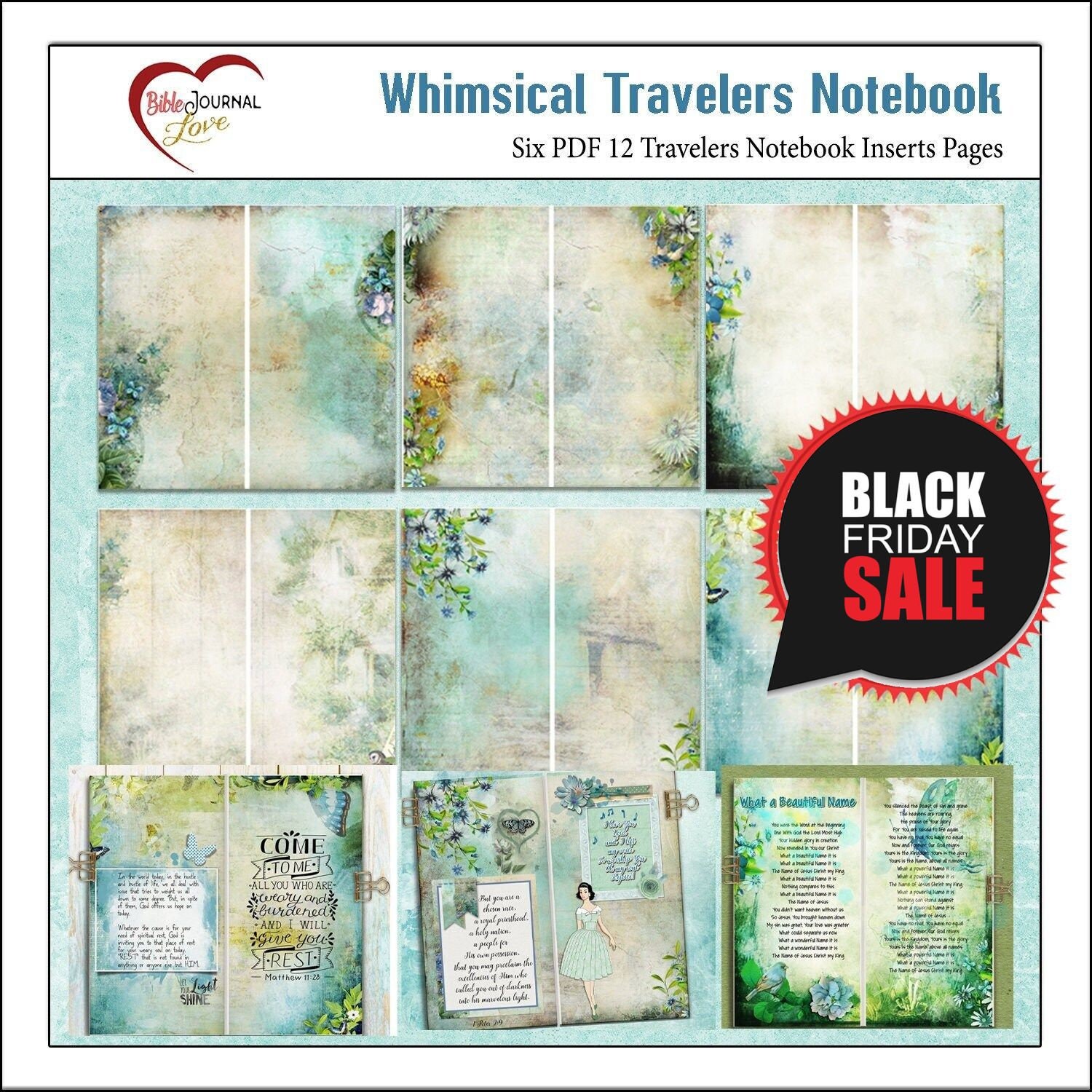 Digital & Printable Travelers Notebook Bible Journal Kit things Above Over  140 Art Bible Images for Bible or Travelers Notebook 