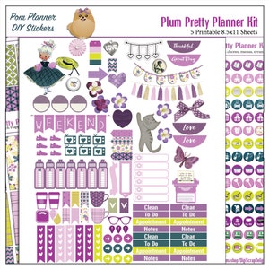 Planner Kit Plum Pretty Printable Stickers / 5 Pdf Clip Art - Etsy