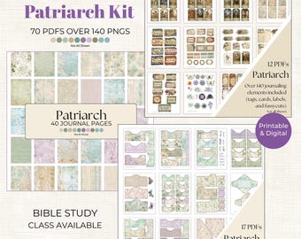 Kit diario vintage Patriarch Junk / Materiale effimero cristiano, etichette (pacchetto da 70 PDF stampabili)