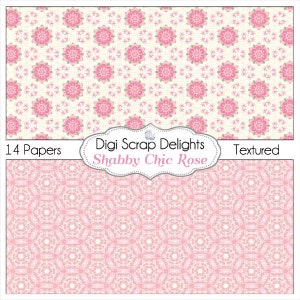 Shabby Chic Rose Papers Cath Kidson Style Digital Papers for Digital Scrapbooking, Card Making, Photo Backgrounds, Instant Download image 3