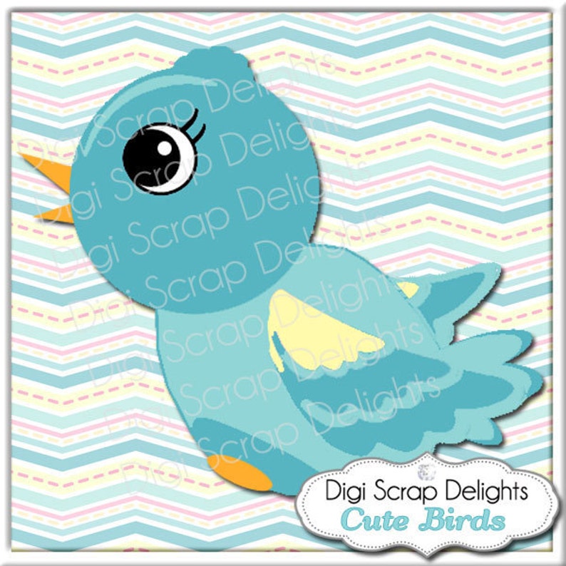 Cute Birds Clip Art Scrapbook Kit for Card Making, Webdesign, Crafts, Digital Scrapbooking, Instant Download image 3