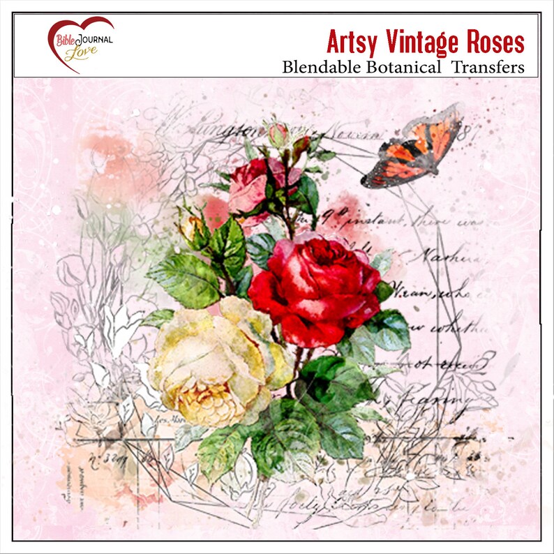 Artsy Vintage Roses Botanical Blendables Transfers Clusters - Etsy