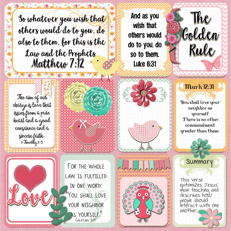Pretty Bible Pocket Journal Cards Set 2, 3x4 Project Life Style, BOTH Printable & Digital. Verse Mapping or Bible Tip-Ins image 2