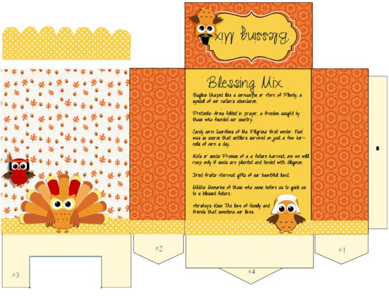 Thanksgiving Blessing Mix Printable Gift Bag Easy Topper and Etsy