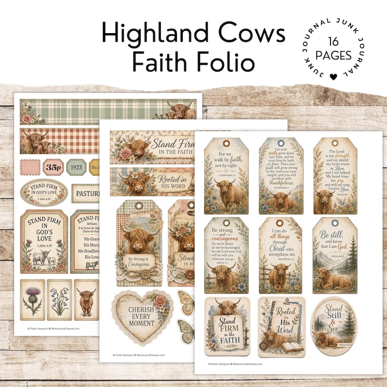 Highland Cow Scripture tags and cards