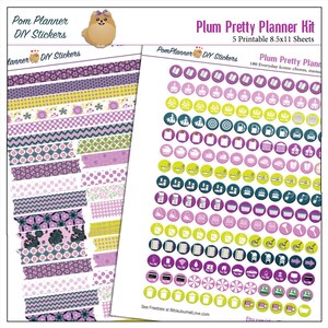 Planner Kit! Plum Pretty Printable Stickers / 5 Pdf Clip Art, Washi, HP ...