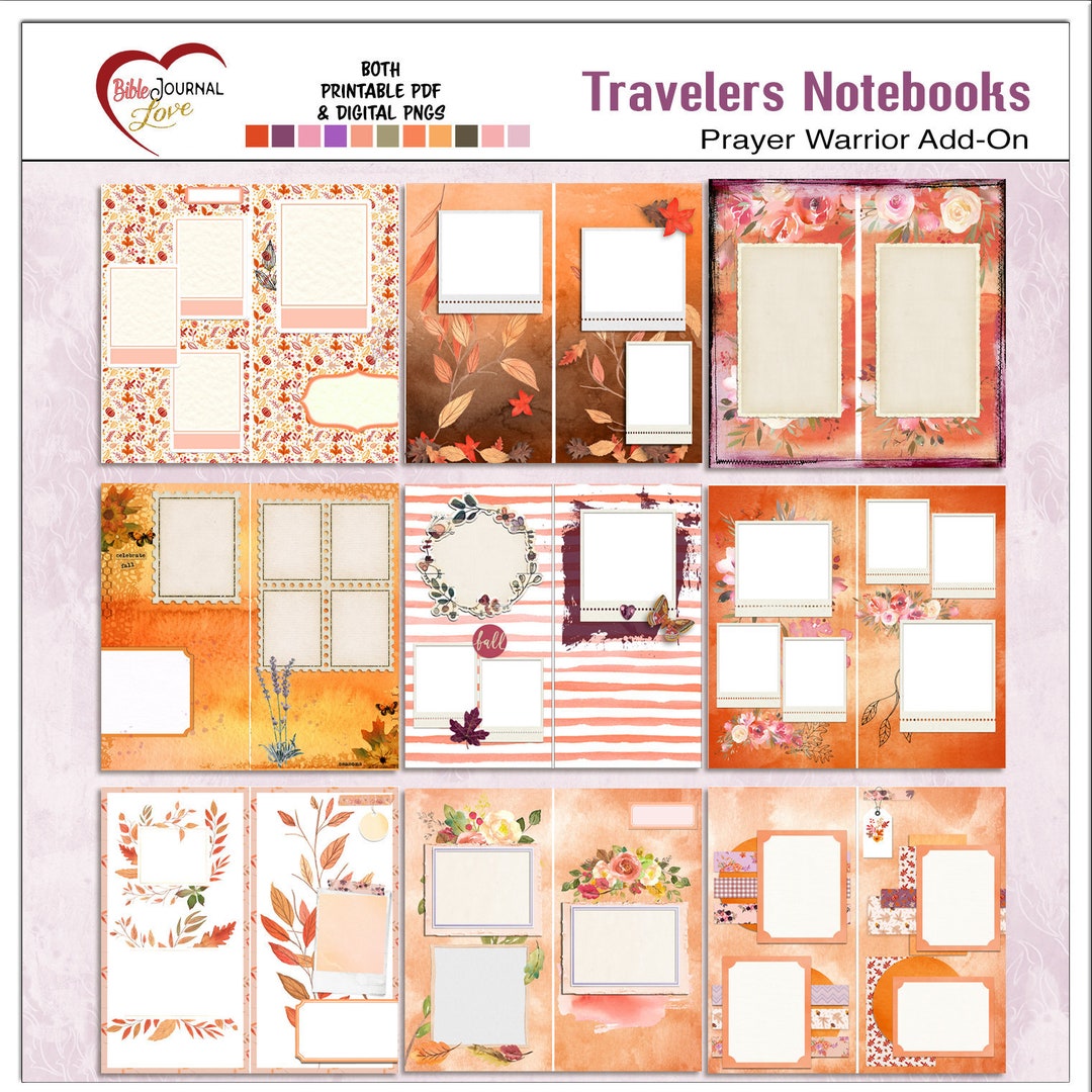 Junk Journal Travelers Notebook Pages Printable Pdfs in Fall Colors or ...