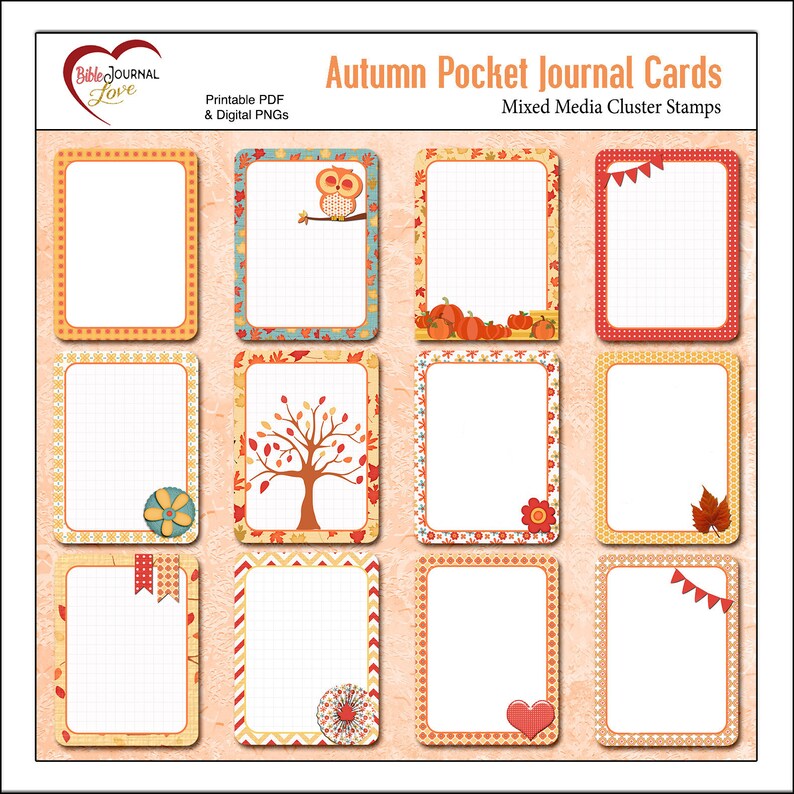 Fall Pocket Journal Cards Set2 3x4 Autumn Project Life Style image 1