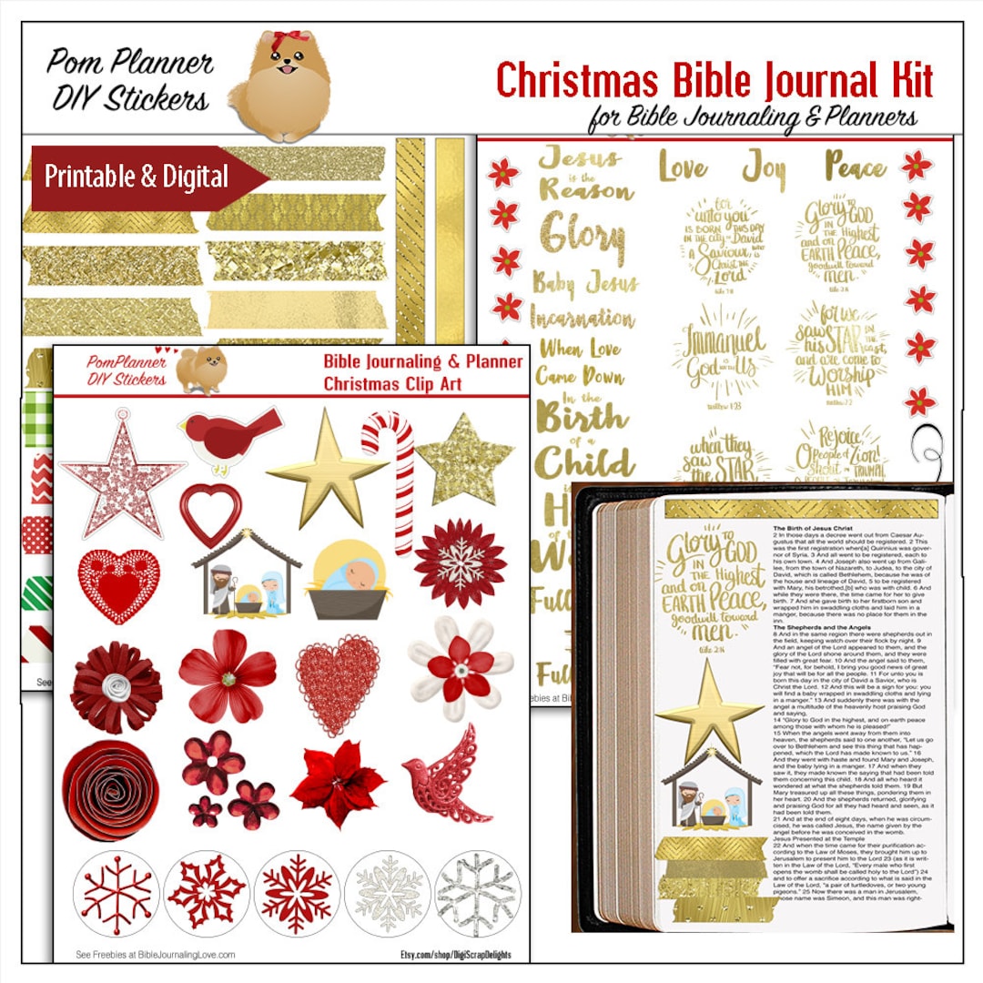 Christmas Bible Journal Kit Printable Christian Stickers for Bible ...