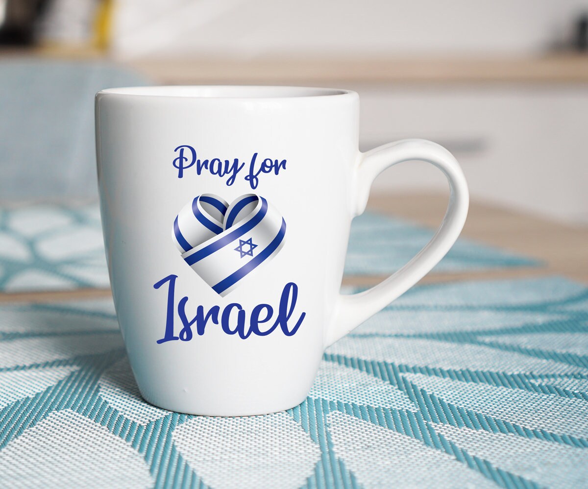 I Love Israel Coffee Mug Cup City Scene Yellow Red Hearts Tal Marketing  Gifts