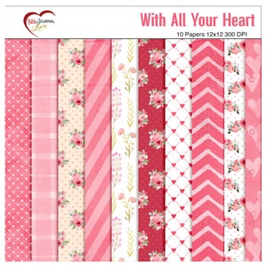 Valentine Heart Bible Journal Mini Kit: 3 Bible Verses 10 Papers and 10 Elements Both Printable & Digital image 3