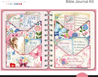 Floral Bible Journal Kit | Christian Scrapbook Printables (30 Pages, Digital Download)