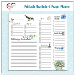 Printable Planner Page With Lists: Prayer, Gratitude, Bible Notes, to ...