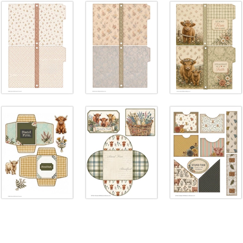 Folders, envelopes, pockets, and tags to cut out
