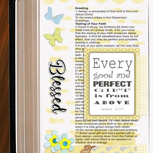 Blessed Bible Journaling Tip Ins, 3x4 Journal Cards, Project Life, Digital Scrapbooking, Yellow, Gray Printable image 3