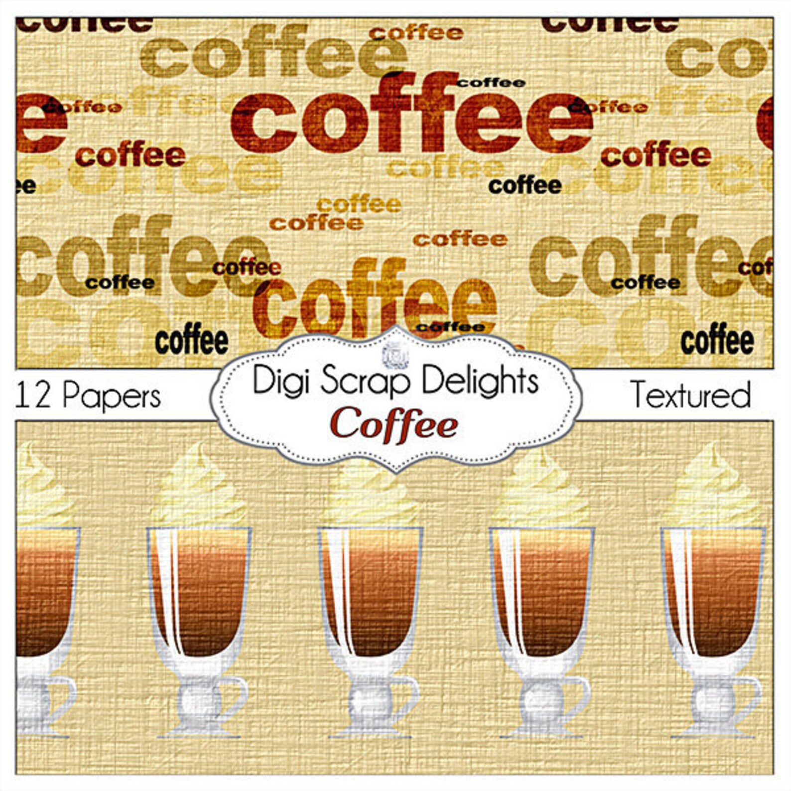 Coffee Digital Scrapbook Kit coffee Clip Art for Scrapbooking, Web ...