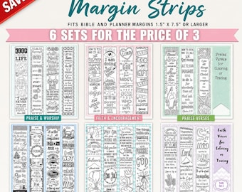 Bible Journaling Margin Strips: Praise Verses, Coloring (Printable)