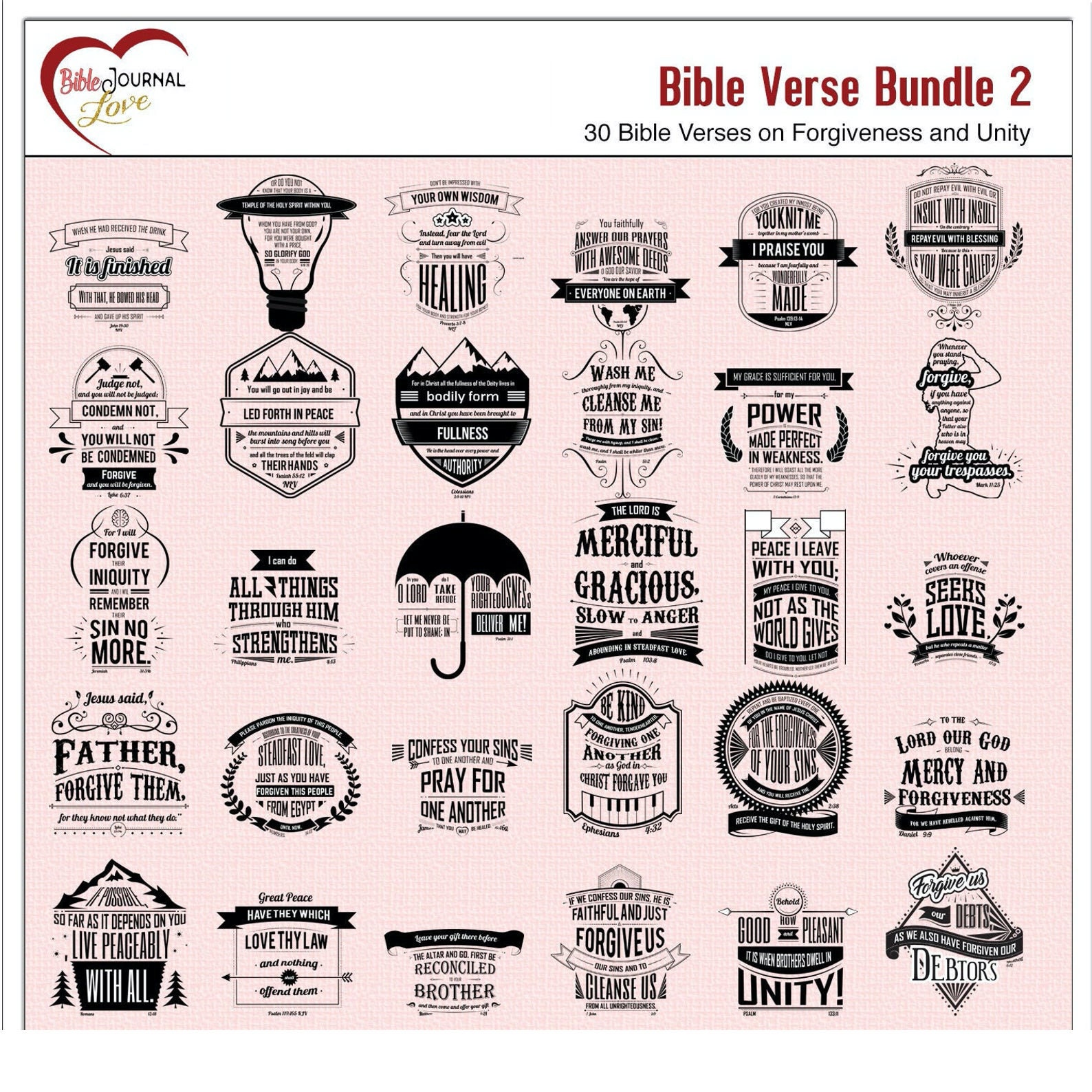 Printable and Digital Bible Journal Kit Set 1 Grace Both Printable &  Digital Kits. Print Sticker Paper or PNG Drag N Drop PSE 
